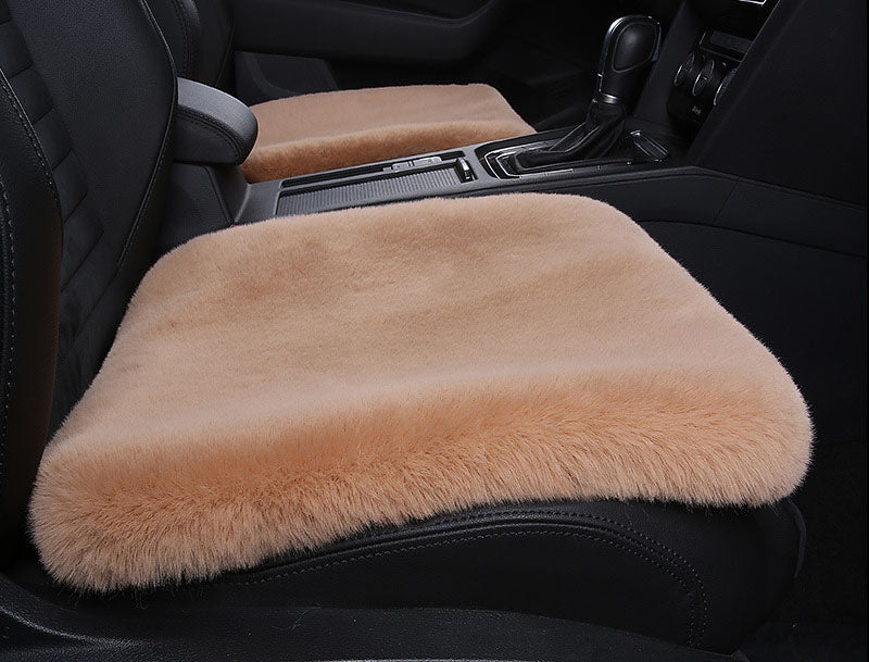Thickened Winter Short Rabbit Plush Car Seat Cushion - Backless, Universal Fit