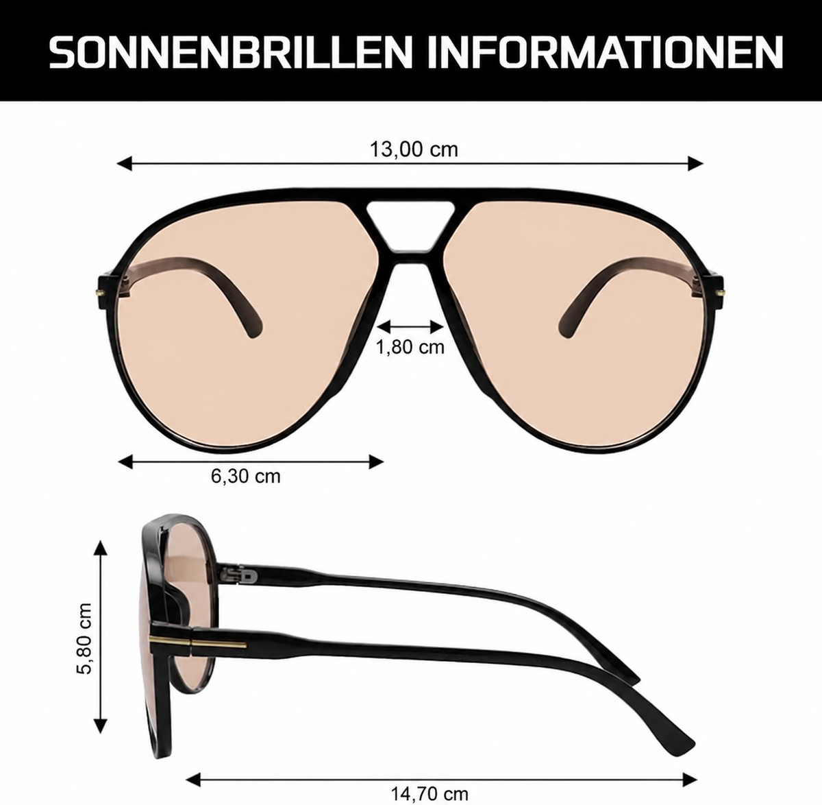 Aviator Oversize Square Sunglasses, UV400