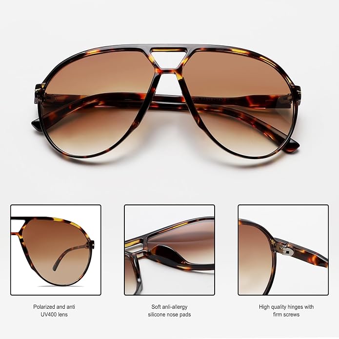 Aviator Oversize Square Sunglasses, UV400