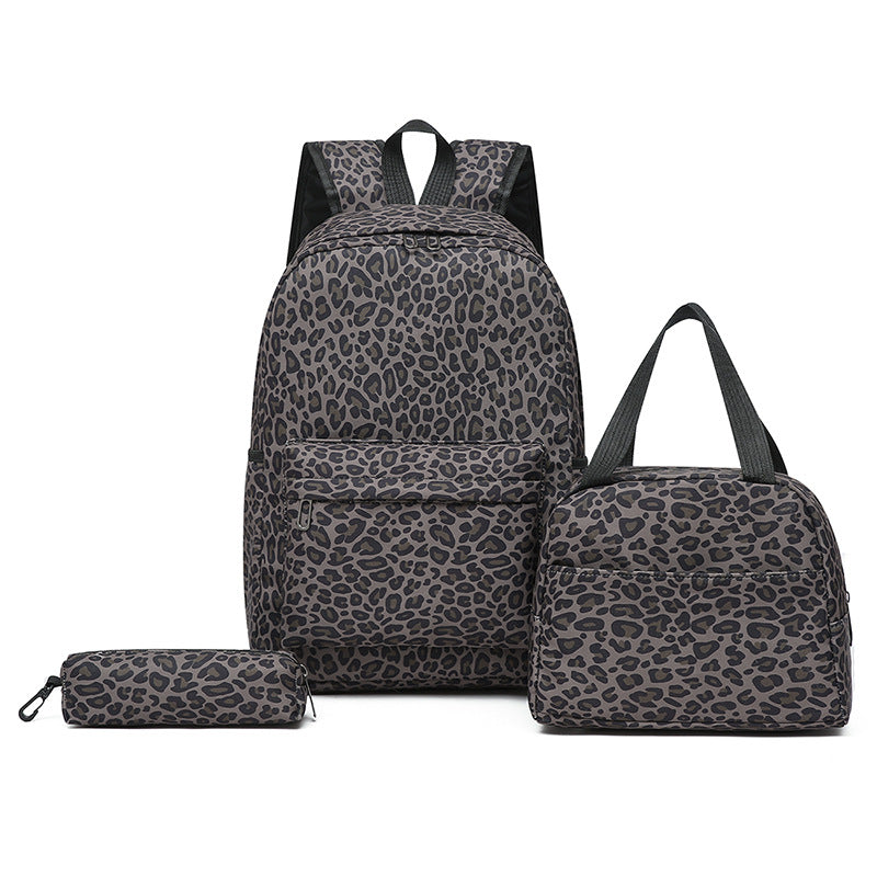 Backpack Set with Cooler Bag and Pencil Case, Leopard Print