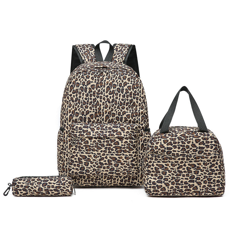 Backpack Set with Cooler Bag and Pencil Case, Leopard Print