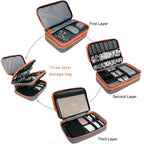 Electronics Organiser Bag - 3 Layer, Waterproof Nylon, 30x23x11 cm, Grey, view 5
