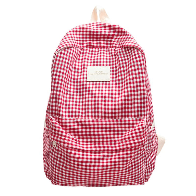 Checked Design Casual School Backpack for Everyday Use, view 4