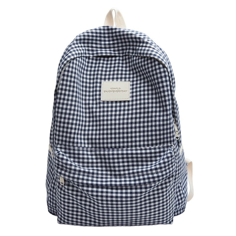 Checked Design Casual School Backpack for Everyday Use