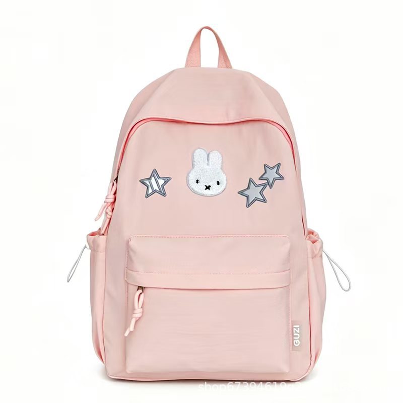 Character-Embroidered Backpack with Bunny and Star Design, view 3