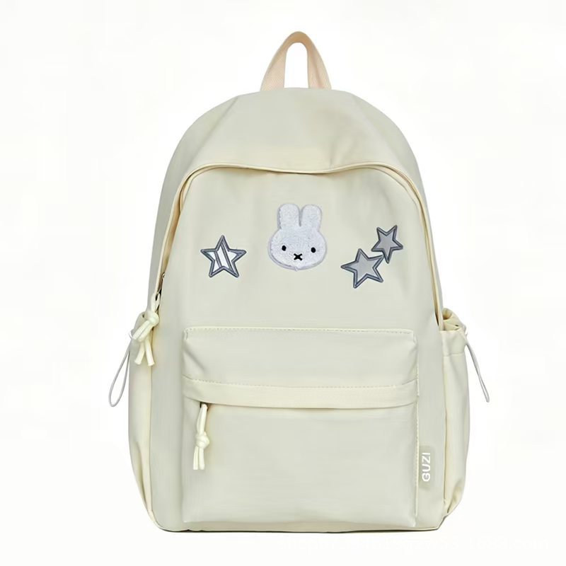 Character-Embroidered Backpack with Bunny and Star Design