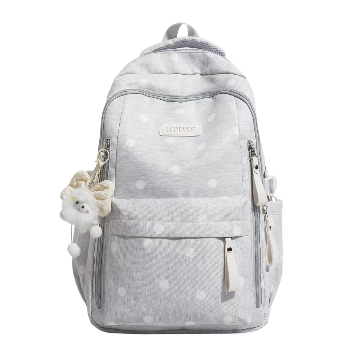 Polka Dot Multi-Pocket Backpack - Lightweight, Padded Straps, Durable Fabric, view 4