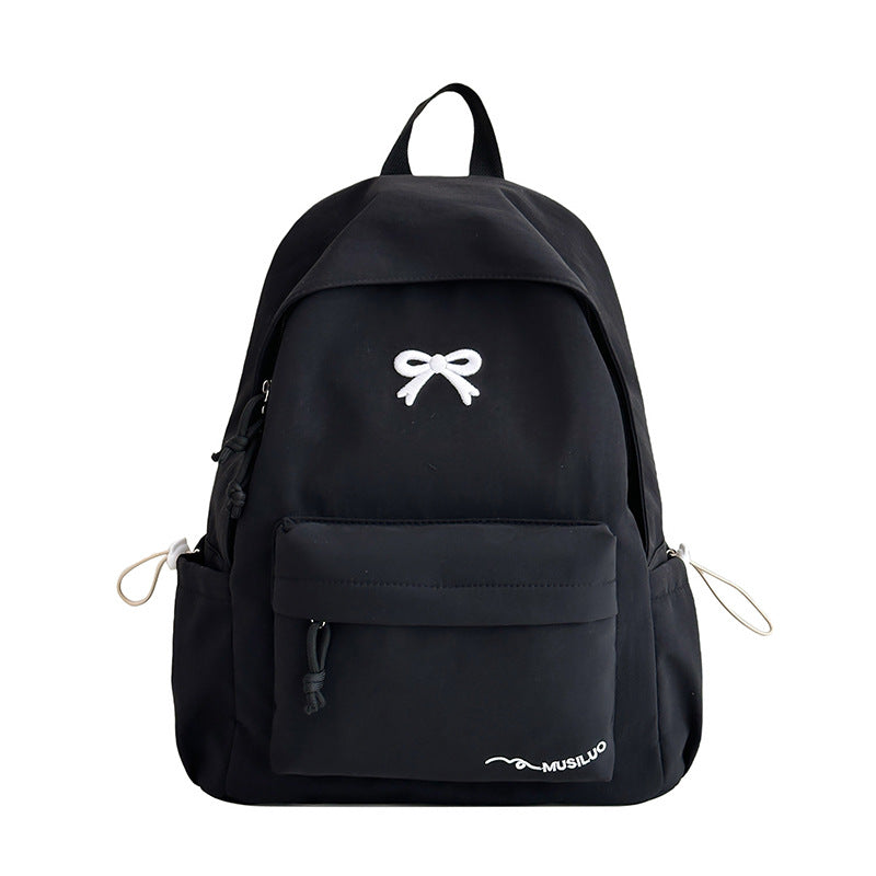 Bow-Embossed Casual School Backpack for Girls - Everyday Use, view 4