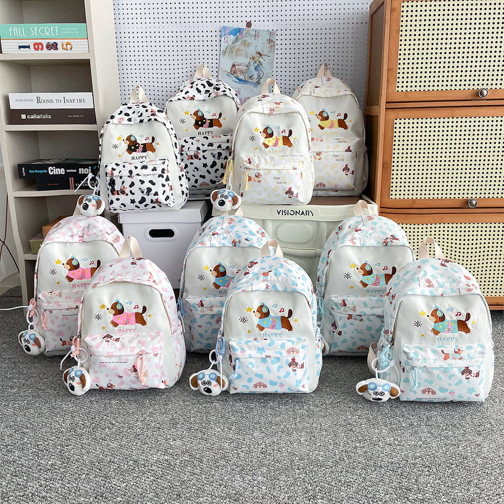 Backpack with Cheerful Dog Design - Multifunctional Compartments, for School, view 3