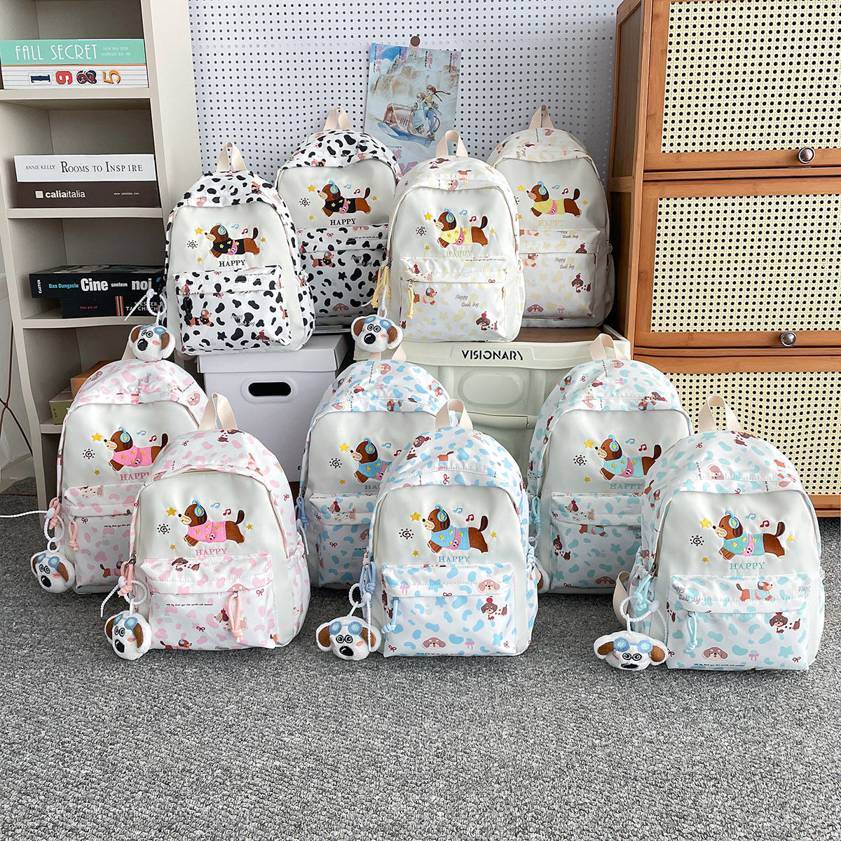 Backpack with Cheerful Dog Design - Multifunctional Compartments, for School, view 3