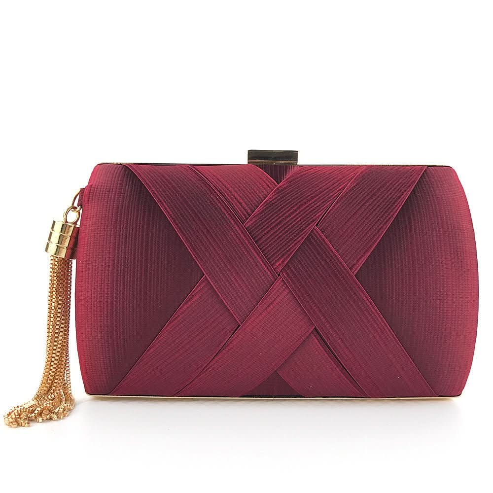 Satin Evening Clutch Handbag for Weddings and Galas - Metallic Accents, view 10