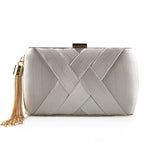 Satin Evening Clutch Handbag for Weddings and Galas - Metallic Accents, view 12
