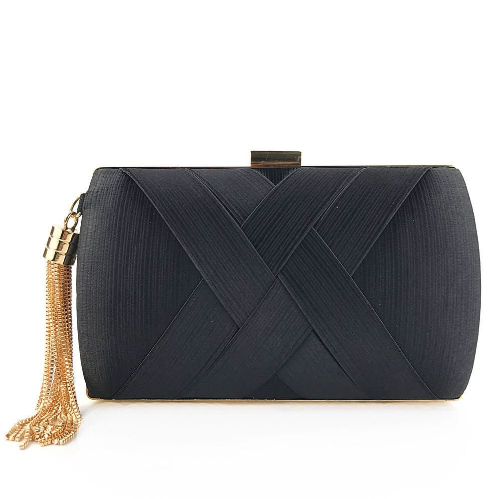 Satin Evening Clutch Handbag for Weddings and Galas - Metallic Accents, view 2