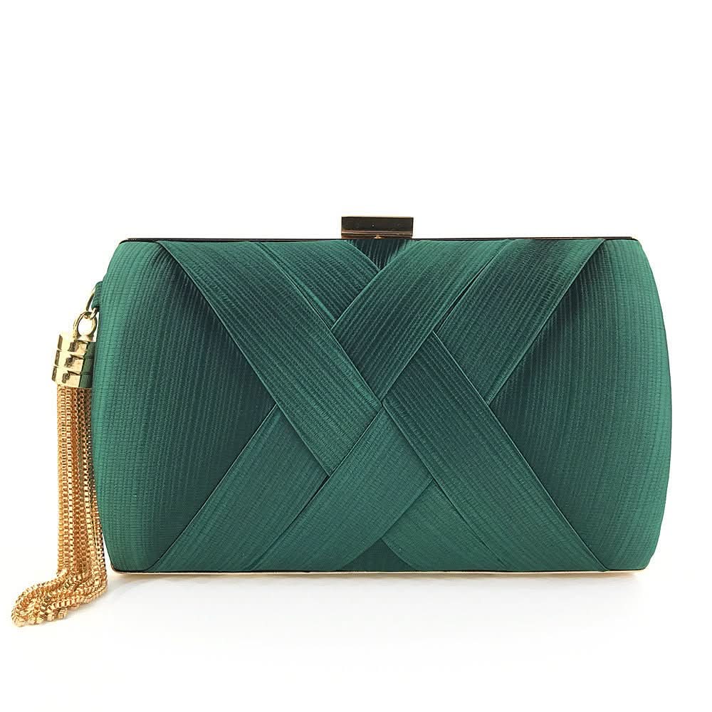 Satin Evening Clutch Handbag for Weddings and Galas - Metallic Accents, view 5