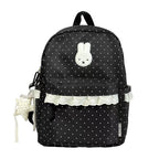 Polka Dot Backpack with Bunny Appliqué and Tassels for Kids, view 4