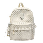 Polka Dot Backpack with Bunny Appliqué and Tassels for Kids, view 5