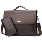 Men's Business Leather Briefcase - Black Synthetic, Laptop Sleeve, 38cm, view 2