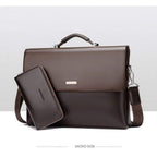 Men's Business Leather Briefcase - Black Synthetic, Laptop Sleeve, 38cm, view 3