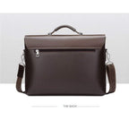 Men's Business Leather Briefcase - Black Synthetic, Laptop Sleeve, 38cm, view 4