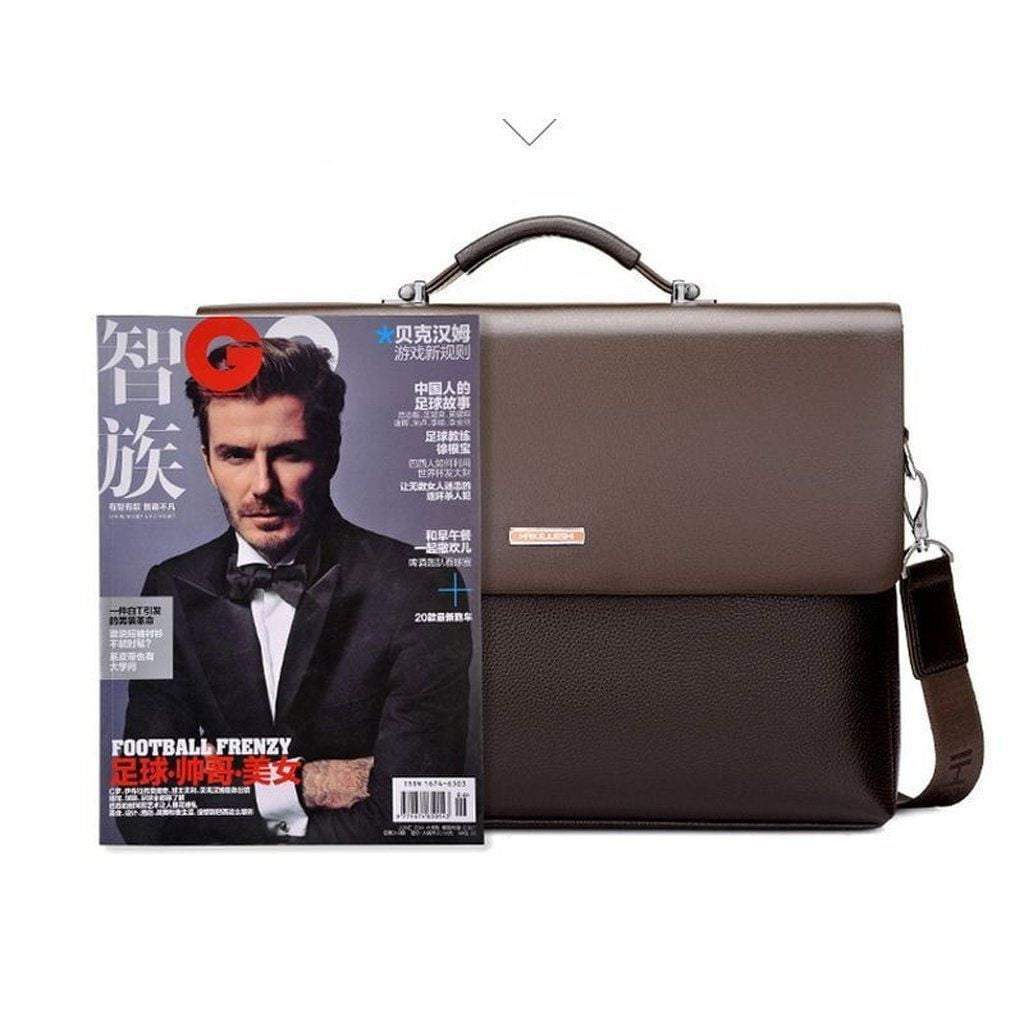 Men's Business Leather Briefcase - Black Synthetic, Laptop Sleeve, 38cm, view 7