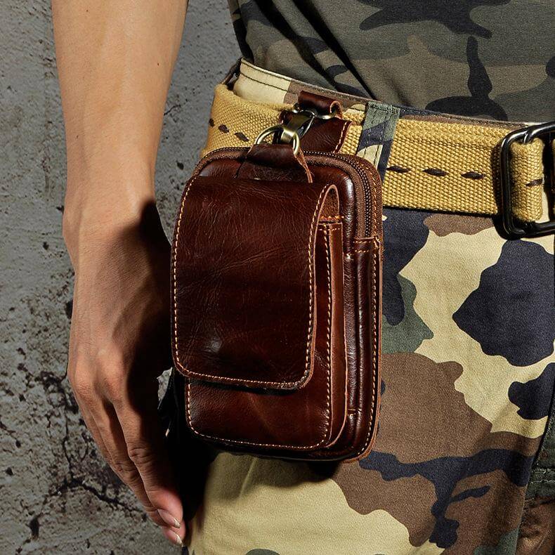 Elegant Leather Hip Pouch for Men - 17 cm x 6 cm, view 10