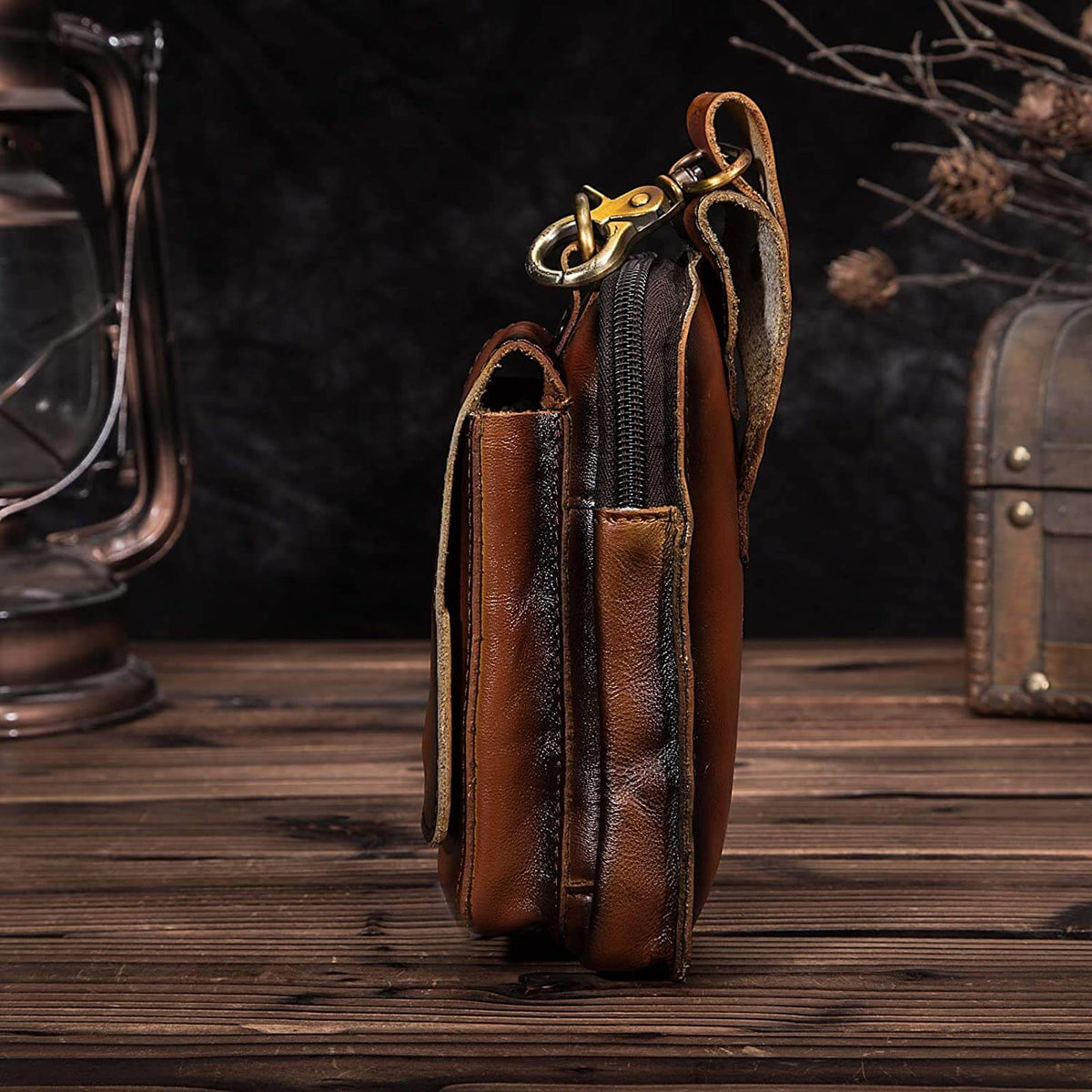 Elegant Leather Hip Pouch for Men - 17 cm x 6 cm, view 11
