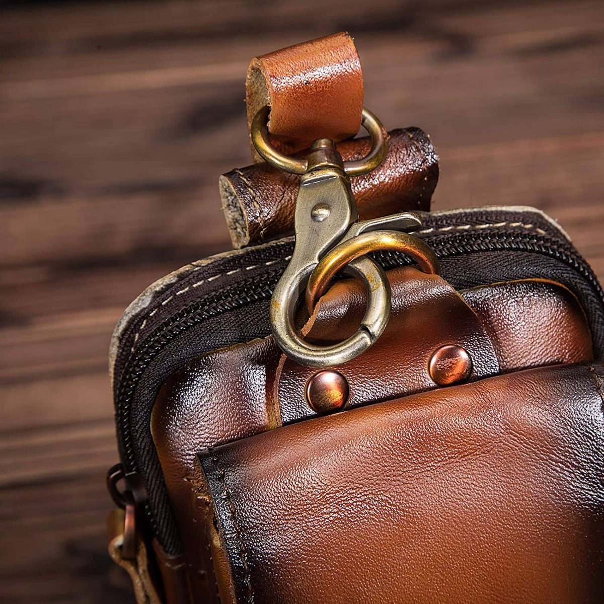 Elegant Leather Hip Pouch for Men - 17 cm x 6 cm, view 14