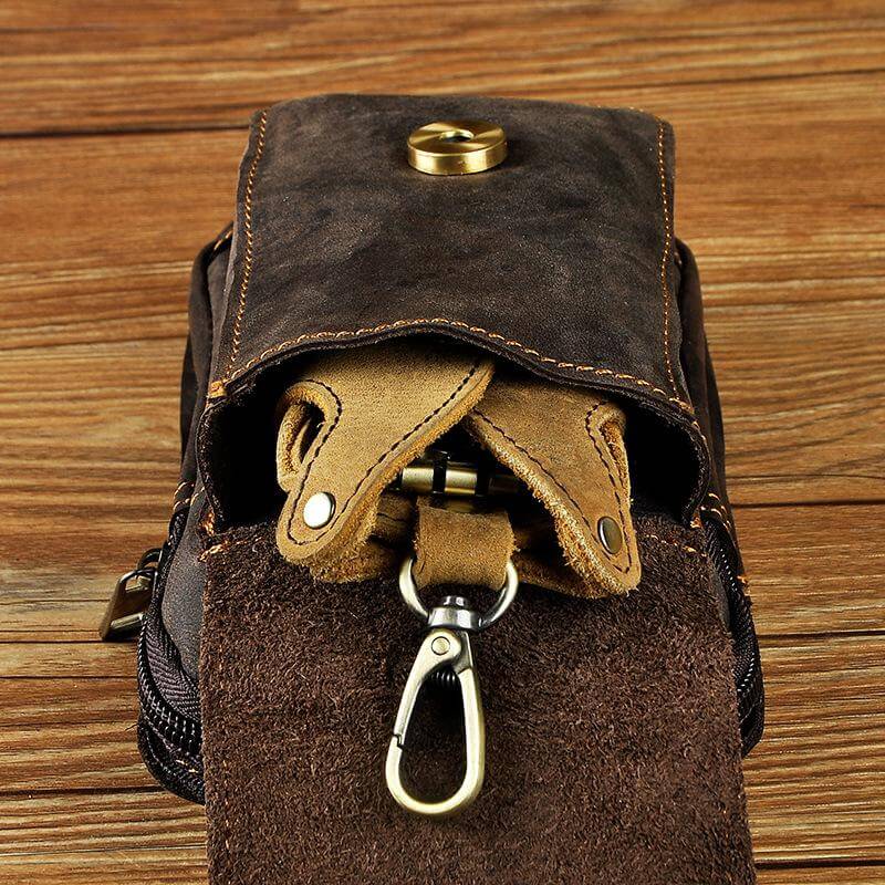 Elegant Leather Hip Pouch for Men - 17 cm x 6 cm, view 7