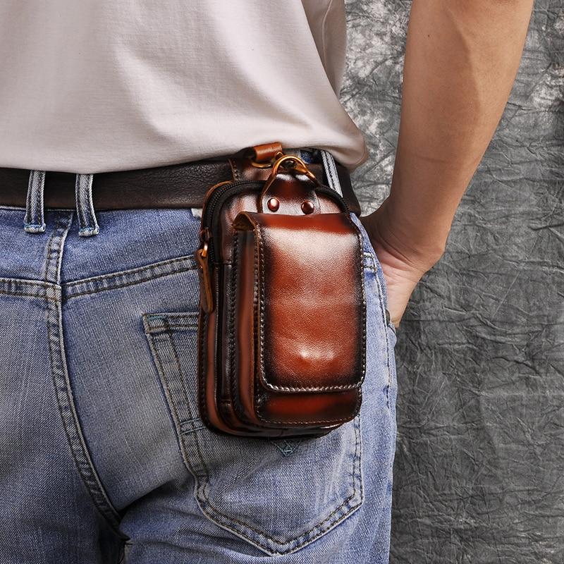 Elegant Leather Hip Pouch for Men - 17 cm x 6 cm, view 8