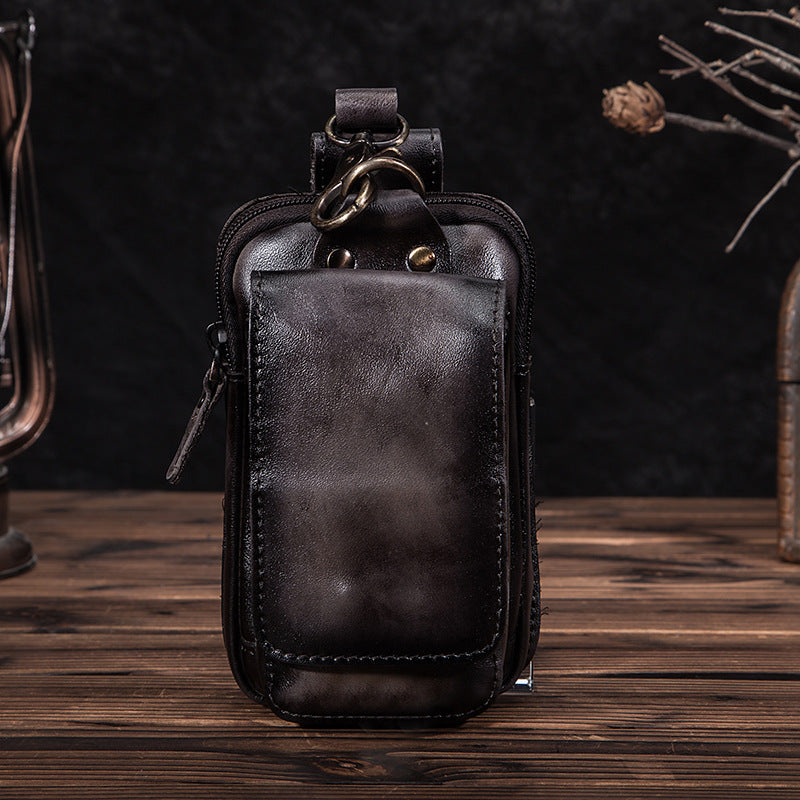 Elegant Leather Hip Pouch for Men - 17 cm x 6 cm