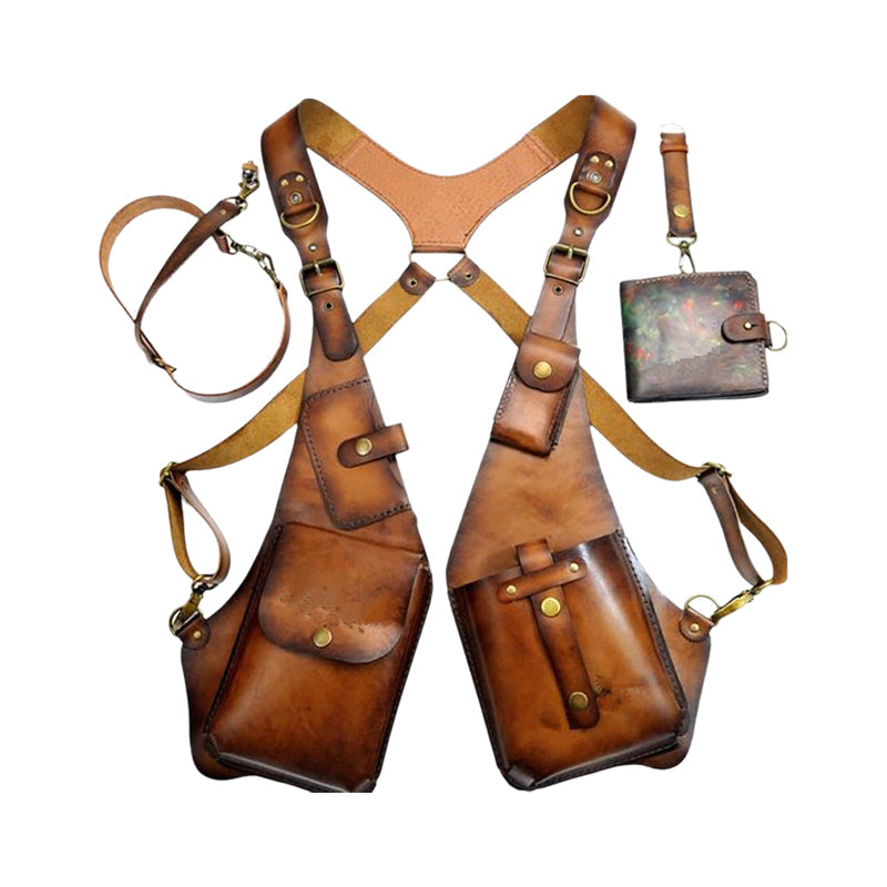 Medieval Steampunk Armpit Shoulder Bag - PU Leather, Black or Brown, view 15