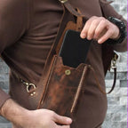 Medieval Steampunk Armpit Shoulder Bag - PU Leather, Black or Brown, view 2