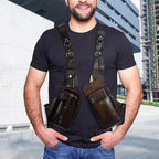 Medieval Steampunk Armpit Shoulder Bag - PU Leather, Black or Brown, view 6
