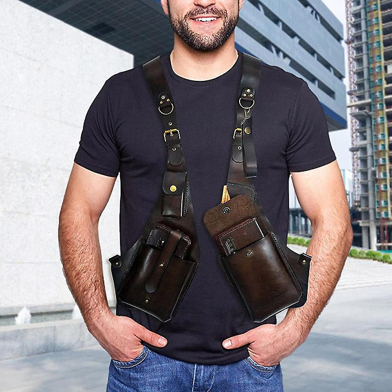 Medieval Steampunk Armpit Shoulder Bag - PU Leather, Black or Brown, view 6
