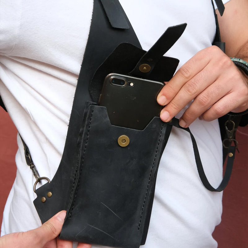 Medieval Steampunk Armpit Shoulder Bag - PU Leather, Black or Brown, view 8