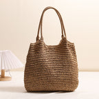 Handmade Wicker Tote Bag with Sturdy Handles - Natural Straw, Handwoven, view 2