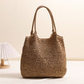 Handmade Wicker Tote Bag with Sturdy Handles - Natural Straw, Handwoven, view 6