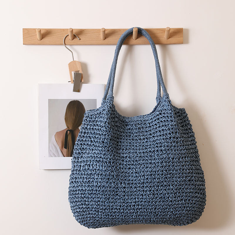 Handmade Wicker Tote Bag with Sturdy Handles - Natural Straw, Handwoven, view 7