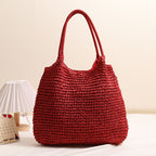 Handmade Wicker Tote Bag with Sturdy Handles - Natural Straw, Handwoven, view 8