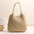 Handmade Wicker Tote Bag with Sturdy Handles - Natural Straw, Handwoven, view 9