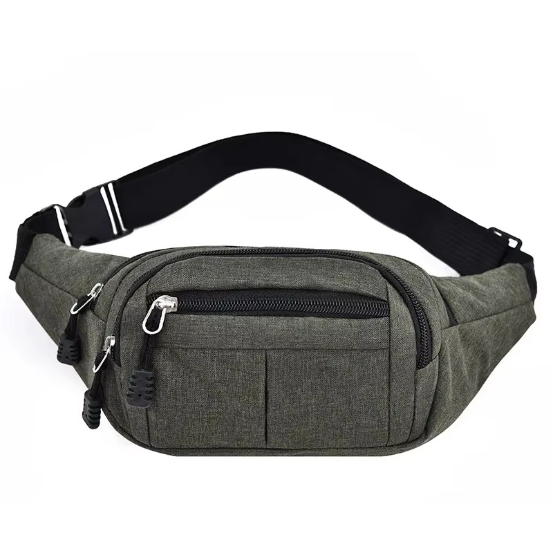 Unisex Waterproof Canvas Waist and Crossbody Bag for Outdoor Sports - Durable Zippers, view 7