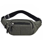 Unisex Waterproof Canvas Waist and Crossbody Bag for Outdoor Sports - Durable Zippers, view 7