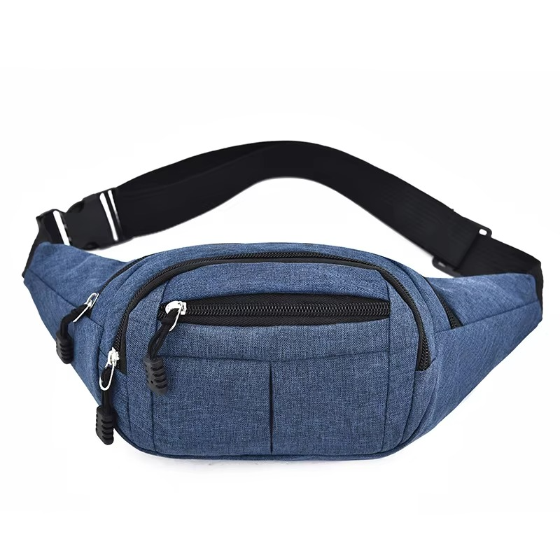 Unisex Waterproof Canvas Waist and Crossbody Bag for Outdoor Sports - Durable Zippers, view 9