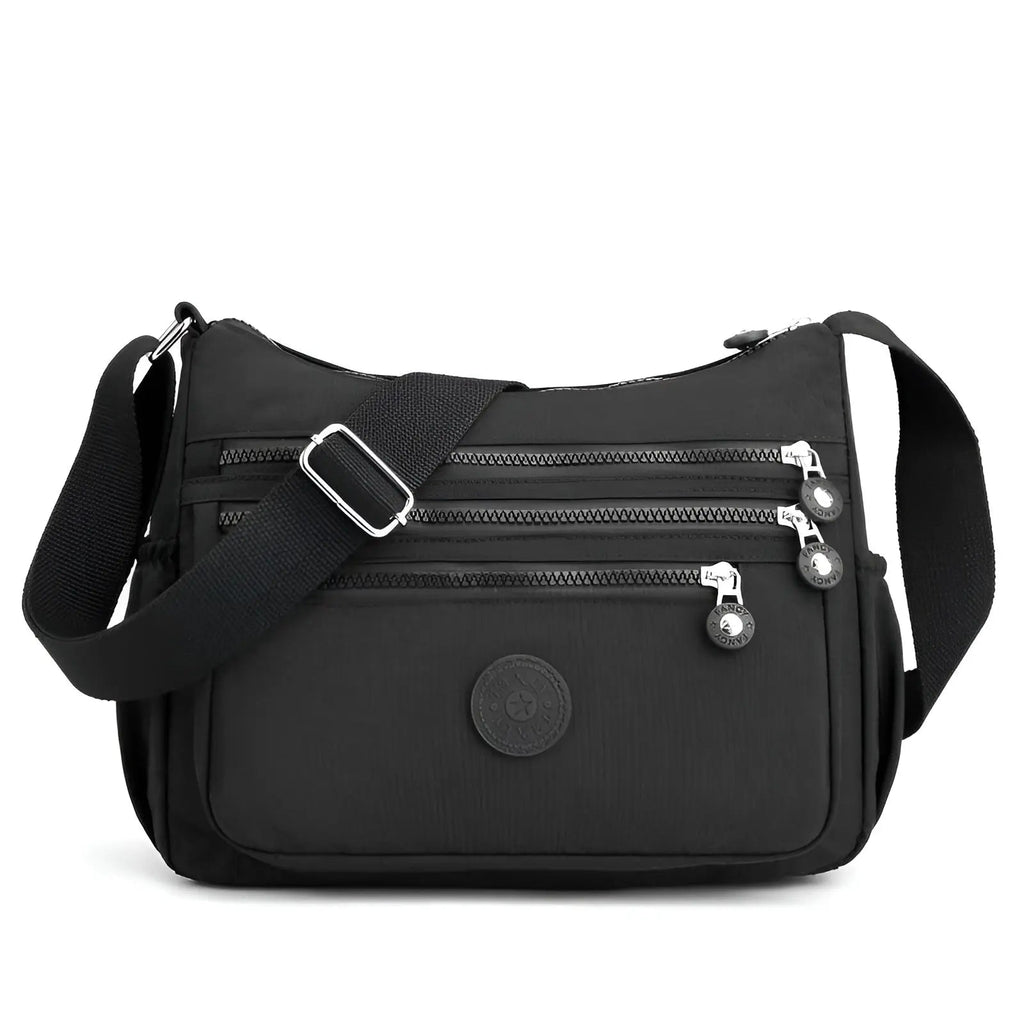 Waterproof Women's Shoulder Bag - Spacious Nylon, Zipper Closure