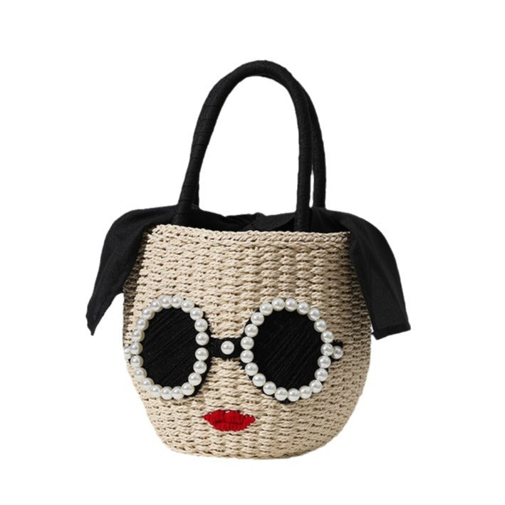Handcrafted Basket Bag for Women - Bead Details, Spacious Interior, view 5