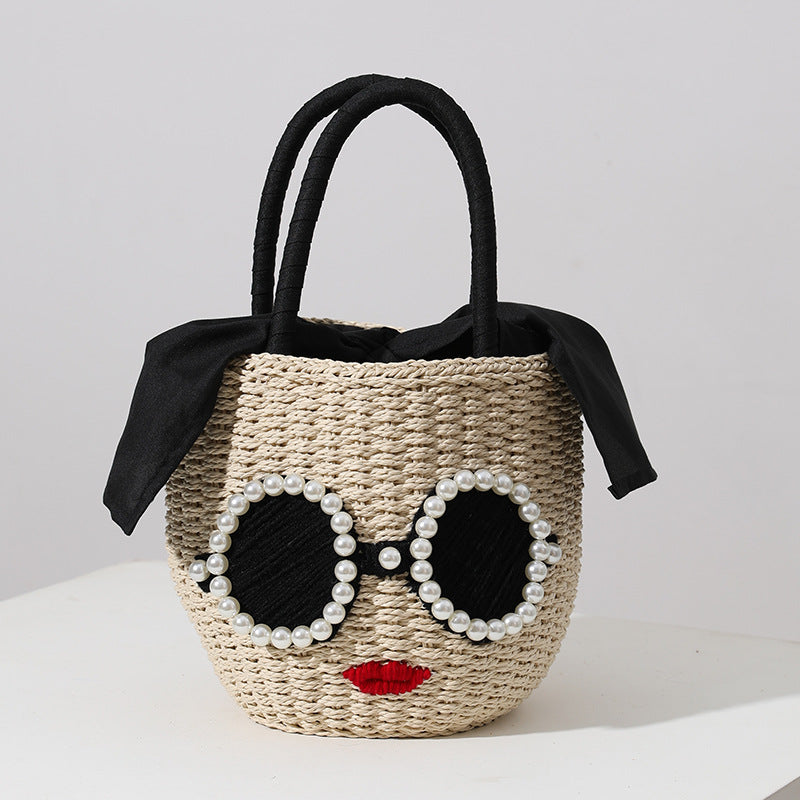 Handcrafted Basket Bag for Women - Bead Details, Spacious Interior, view 6