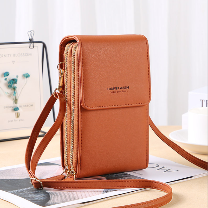 Large Capacity Crossbody Touch Screen Phone Bag - PU Leather, Zipper Closure, view 11