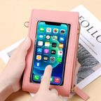 Large Capacity Crossbody Touch Screen Phone Bag - PU Leather, Zipper Closure, view 2