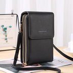 Large Capacity Crossbody Touch Screen Phone Bag - PU Leather, Zipper Closure, view 8