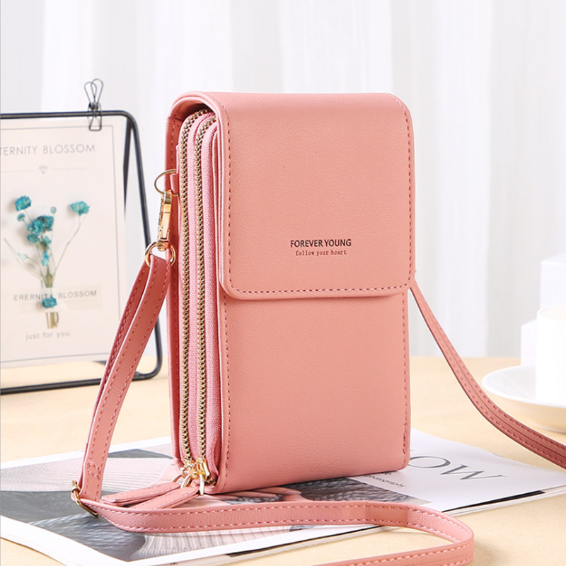 Large Capacity Crossbody Touch Screen Phone Bag - PU Leather, Zipper Closure, view 9